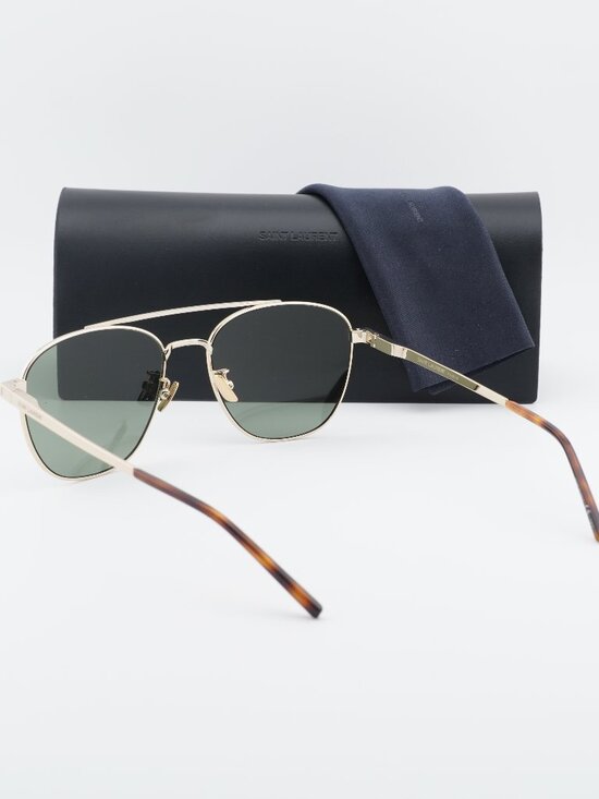 Saint Laurent SL531 011 Aviator Sunglasses - Gold / Green main image 10